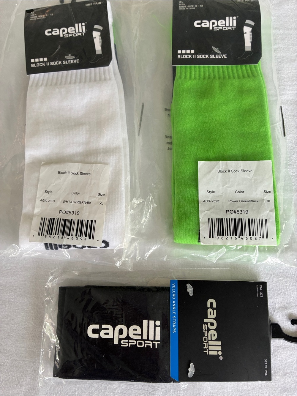 Capelli of New York Athletic Sock Sleeves - White & Power Green